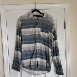 Ocean Current Men's Gray and Blue Striped Shirt